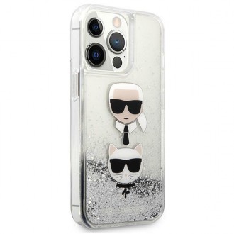 Karl Lagerfeld KLHCP13LKICGLS iPhone 13 Pro / 13 6,1" srebrny/silver hardcase Liquid Glitter Karl&Choupette Head