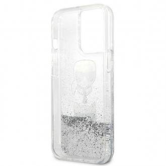 Karl Lagerfeld KLHCP13LKICGLS iPhone 13 Pro / 13 6,1" srebrny/silver hardcase Liquid Glitter Karl&Choupette Head