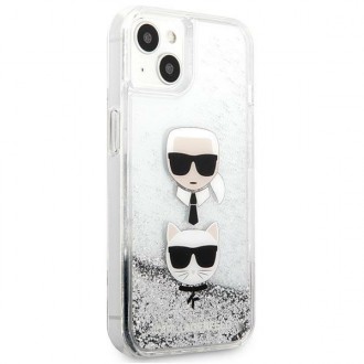 Karl Lagerfeld KLHCP13SKICGLS iPhone 13 mini 5,4" srebrny/silver hardcase Liquid Glitter Karl&Choupette Head