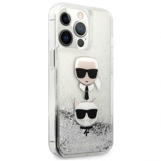 Karl Lagerfeld KLHCP13XKICGLS iPhone 13 Pro Max 6,7" srebrny/silver hardcase Liquid Glitter Karl&Choupette Head