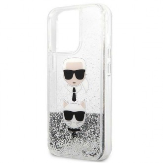 Karl Lagerfeld KLHCP13XKICGLS iPhone 13 Pro Max 6,7" srebrny/silver hardcase Liquid Glitter Karl&Choupette Head