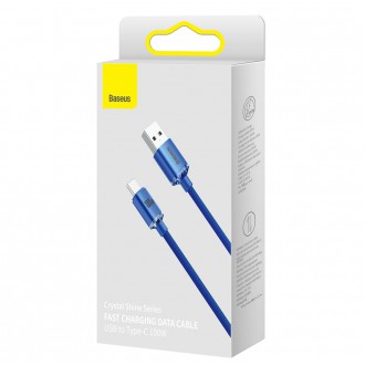 [RETURNED ITEM] Baseus Crystal Shine Series kabel USB kabel pro rychlé nabíjení a přenos dat USB Typ A - USB Typ C 100W 1,2 m modrý (CAJY000403)