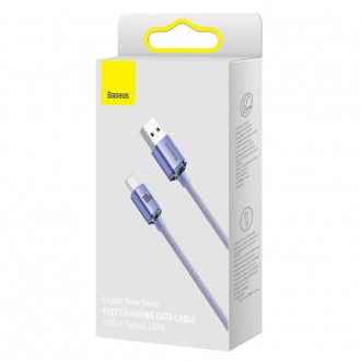 [RETURNED ITEM]  Baseus Crystal Shine Series kabel USB kabel pro rychlé nabíjení a přenos dat USB Typ A - USB Typ C 100W 1,2m fialový (CAJY000405)