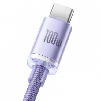 [RETURNED ITEM]  Baseus Crystal Shine Series kabel USB kabel pro rychlé nabíjení a přenos dat USB Typ A - USB Typ C 100W 1,2m fialový (CAJY000405)