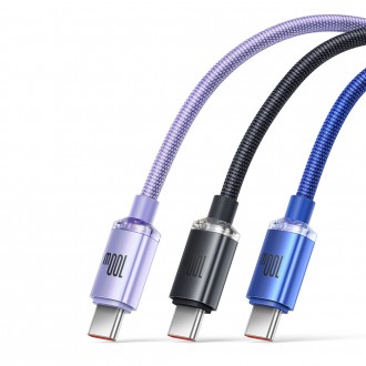 [RETURNED ITEM]  Baseus Crystal Shine Series kabel USB kabel pro rychlé nabíjení a přenos dat USB Typ A - USB Typ C 100W 1,2m fialový (CAJY000405)