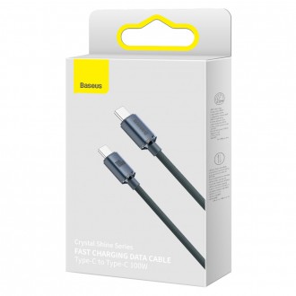 Baseus Crystal Shine Series kabel USB kabel pro rychlé nabíjení a přenos dat USB Typ C - USB Typ C 100W 1,2 m černý (CAJY000601)