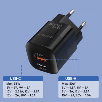 Choetech Fast USB Wall Charger USB Type C PD QC 33W black (PD5006)