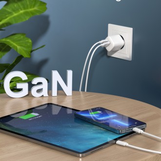 Rychlá nabíječka Choetech GaN USB / USB Typ C PD QC 33W bílá (PD5006)