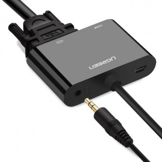 Ugreen adapter converter HDMI - VGA / HDMI + mini jack 3.5mm black (CM101)