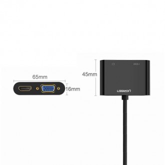 Ugreen adapter converter HDMI - VGA / HDMI + mini jack 3.5mm black (CM101)