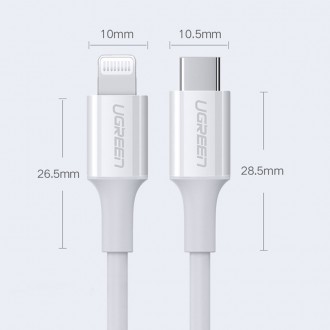 Ugreen kabel MFi USB Type C - Lightning 20W 3A 1,5 m bílý (US171)