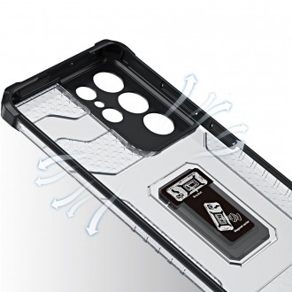 Crystal Ring Case tough hybrid cover + magnetic holder for Samsung Galaxy S22 Ultra black