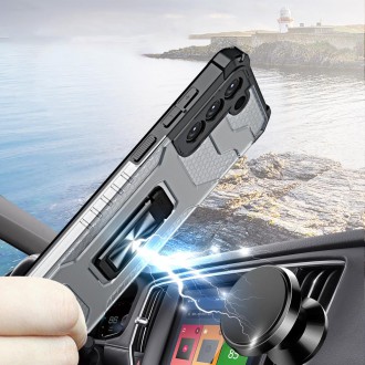 Crystal Ring Case tough hybrid cover + magnetic holder for Samsung Galaxy S22 green