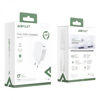 Acefast wall charger USB Type C / USB 32W, PPS, PD, QC 3.0, AFC, FCP white (A5 white)