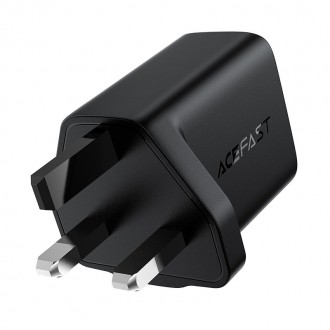 Acefast GaN charger (UK plug) USB Type C 30W, Power Delivery, PPS, Q3 3.0, AFC, FCP black (A24 UK black)