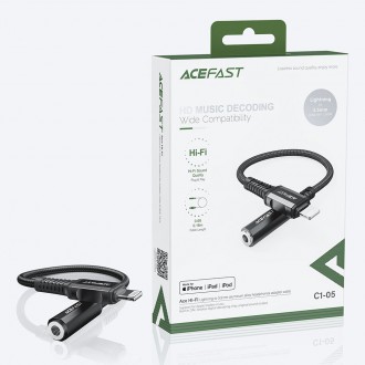 Acefast audio cable MFI Lightning - 3.5mm mini jack (female) 18cm, AUX black (C1-05 black)