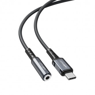 Acefast USB Type C audio cable - 3.5mm mini jack (female) 18cm, DAC, AUX gray (C1-07 deep space gray)