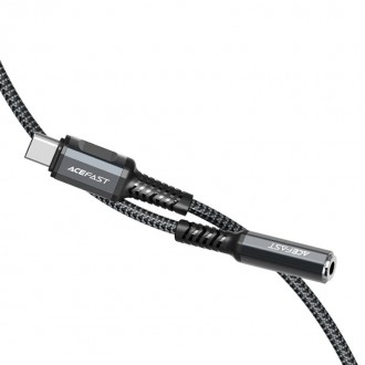 Acefast USB Type C audio cable - 3.5mm mini jack (female) 18cm, DAC, AUX gray (C1-07 deep space gray)