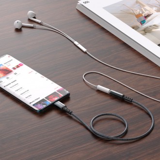 Acefast USB Type C audio cable - 3.5mm mini jack (female) 18cm, DAC, AUX gray (C1-07 deep space gray)