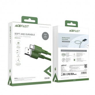 Acefast USB cable - USB Type C 1.2m, 3A green (C2-04 oliver green)