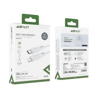 Acefast cable MFI USB Type C - Lightning 1.2m, 30W, 3A white (C3-01 white)