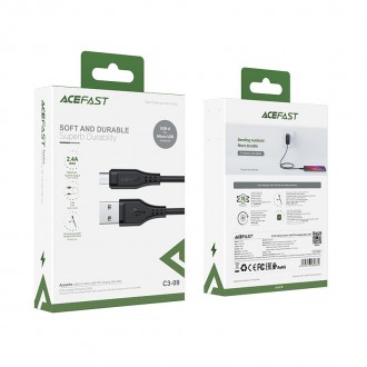 Acefast USB cable - micro USB 1.2m, 2.4A black (C3-09 black)