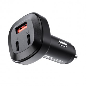 Acefast car charger 66W 2x USB Type C / USB, PPS, Power Delivery, Quick Charge 4.0, AFC, FCP, SCP black (B3 black)