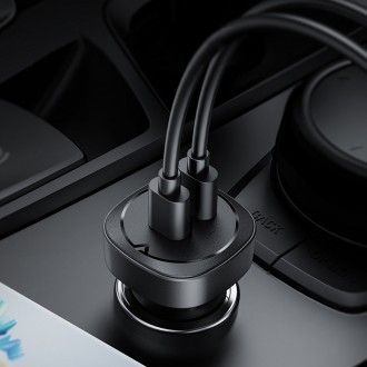 Acefast car charger 72W, 2x USB Type C, PPS, Power Delivery, Quick Charge 3.0, AFC, FCP black (B2 black)