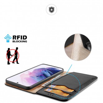 Dux Ducis Hivo Leather Flip Cover Genuine Leather Wallet For Cards And Documents Samsung Galaxy S22 Black