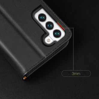 Dux Ducis Hivo Leather Flip Cover Genuine Leather Wallet For Cards And Documents Samsung Galaxy S22 Black