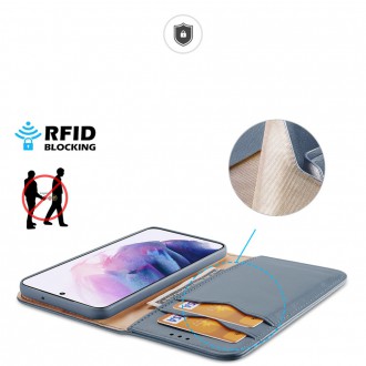 Dux Ducis Hivo Leather Flip Cover Genuine Leather Wallet For Cards And Documents Samsung Galaxy S22 Blue