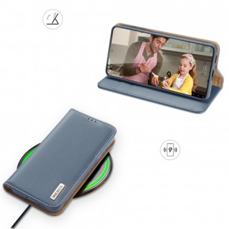 Dux Ducis Hivo Leather Flip Cover Genuine Leather Wallet For Cards And Documents Samsung Galaxy S22 Blue