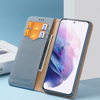 Dux Ducis Hivo Leather Flip Cover Genuine Leather Wallet For Cards And Documents Samsung Galaxy S22 Blue