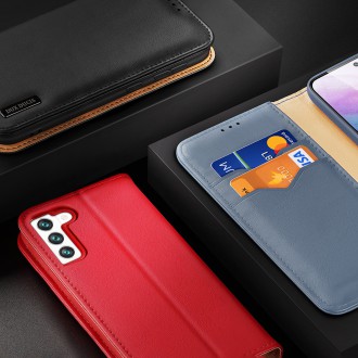 Dux Ducis Hivo Leather Flip Cover Genuine Leather Wallet For Cards And Documents Samsung Galaxy S22 Blue