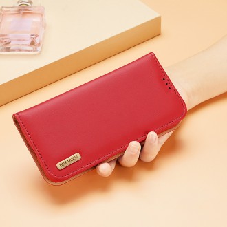 Dux Ducis Hivo Leather Flip Cover Genuine Leather Wallet For Cards And Documents Samsung Galaxy S22 Red