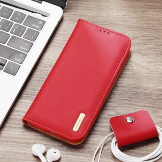 Dux Ducis Hivo Leather Flip Cover Genuine Leather Wallet For Cards And Documents Samsung Galaxy S22 Red
