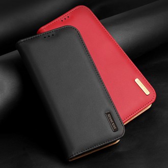 Dux Ducis Hivo Leather Flip Cover Genuine Leather Wallet For Cards And Documents Samsung Galaxy S22 Red