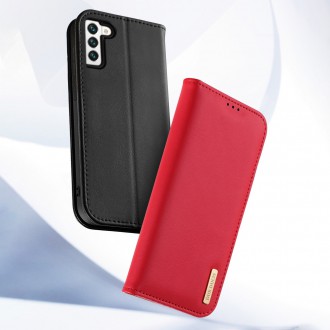 Dux Ducis Hivo Leather Flip Cover Genuine Leather Wallet For Cards And Documents Samsung Galaxy S22 Red