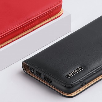 Dux Ducis Hivo Leather Flip Cover Genuine Leather Wallet For Cards And Documents Samsung Galaxy S22 Ultra Red