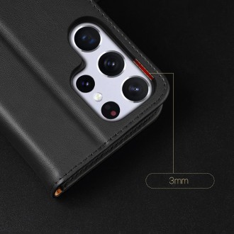 Dux Ducis Hivo Leather Flip Cover Genuine Leather Wallet For Cards And Documents Samsung Galaxy S22 Ultra Red