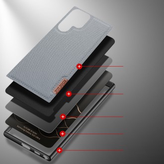 Dux Ducis Fino case is made of nylon material for Samsung Galaxy S22 Ultra blue