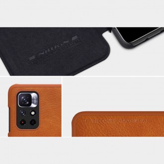 Nillkin Qin Case Case for Xiaomi Redmi Note 11T 5G / Note 11S 5G / Note 11 5G (China) / Poco M4 Pro 5G Camera Protector Holster Cover Flip Cover Black