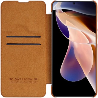 Nillkin Qin Case Cover for Xiaomi Redmi Note 11 Pro+ (Čína) / Redmi Note 11 Pro (Čína) / Mi11i HyperCharge Camera Protector Holster Cover Flip Case Br