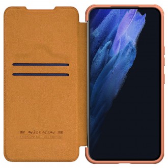 Nillkin Qin Leather Pro Case Case for Samsung Galaxy S22 + (S22 Plus) Camera Protector Holster Cover Flip Cover Brown