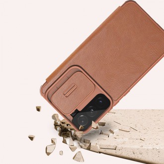 Nillkin Qin Leather Pro Case Case for Samsung Galaxy S22 + (S22 Plus) Camera Protector Holster Cover Flip Cover Brown