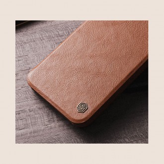 Nillkin Qin Leather Pro Case Case for Samsung Galaxy S22 + (S22 Plus) Camera Protector Holster Cover Flip Cover Brown