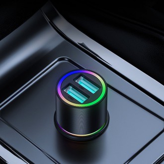 Joyroom car charger 2 x USB with backlight 24W black (JR-CL10)