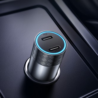 Joyroom nabíječka do auta 2 x USB-C 50W s PD, QC, PPS šedá (JR-CL13)
