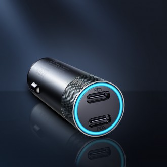 Joyroom nabíječka do auta 2 x USB-C 50W s PD, QC, PPS šedá (JR-CL13)