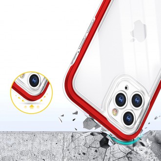 Clear 3in1 Case for iPhone 11 Pro Max Frame Cover Gel Red